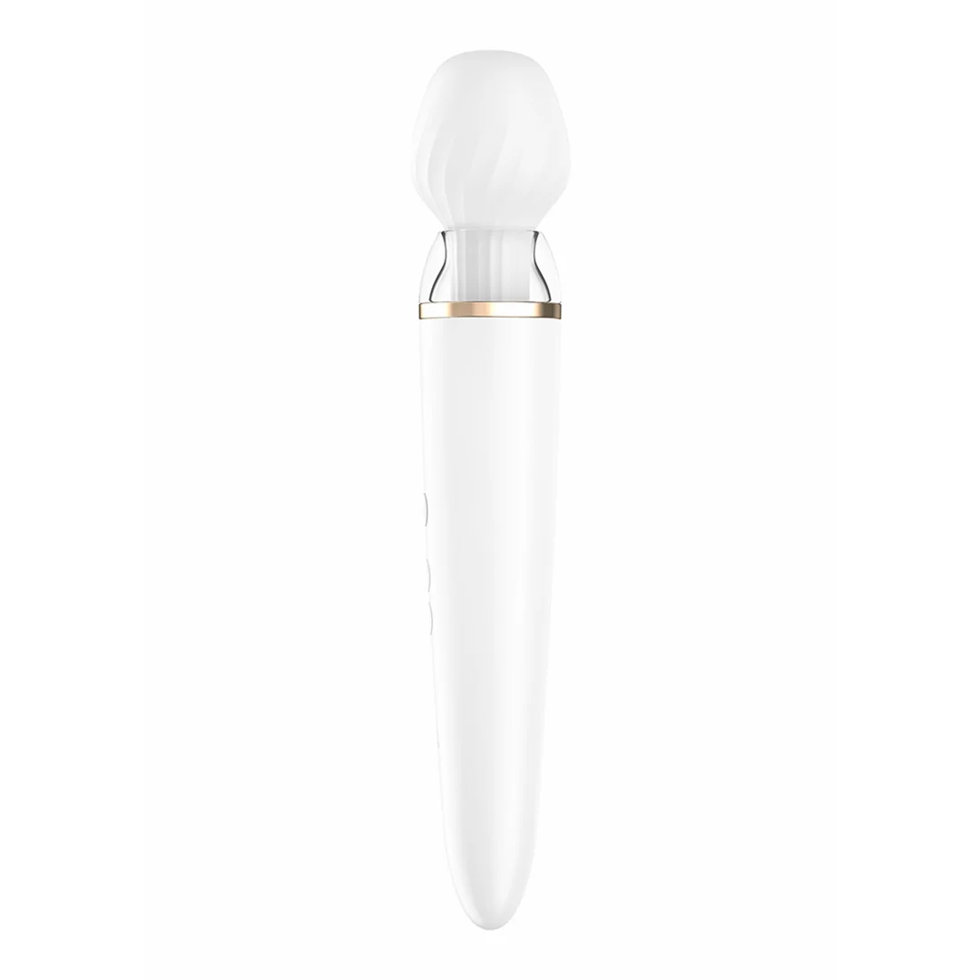 Vibromasseur wand Satisfyer avec contrôle par application et accessoires interchangeables, blanc – Image 5