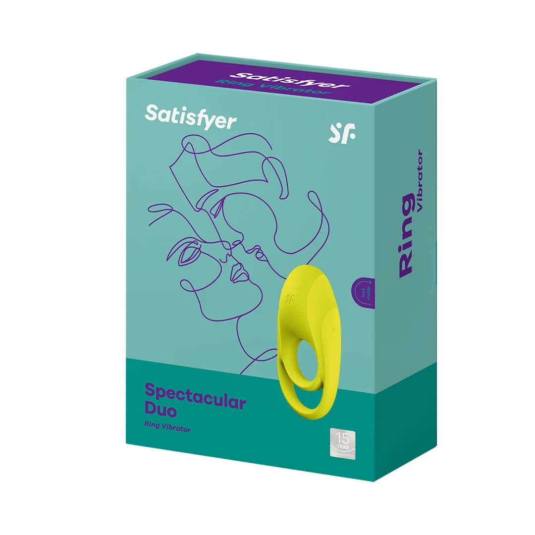 Anneau pénien vibrant avec stimulateur clitoridien – Spectaculaire – Anneau pénien vibrant double – Vert néon – Image 1