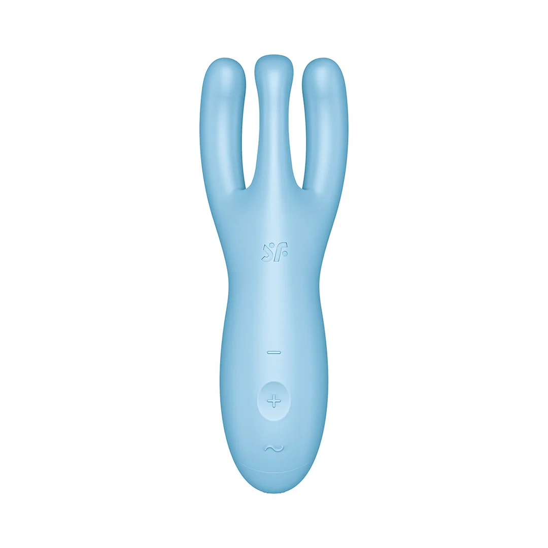 Vibromasseur à poser bleu Satisfyer Threesome 4Plus avec application – Image 2