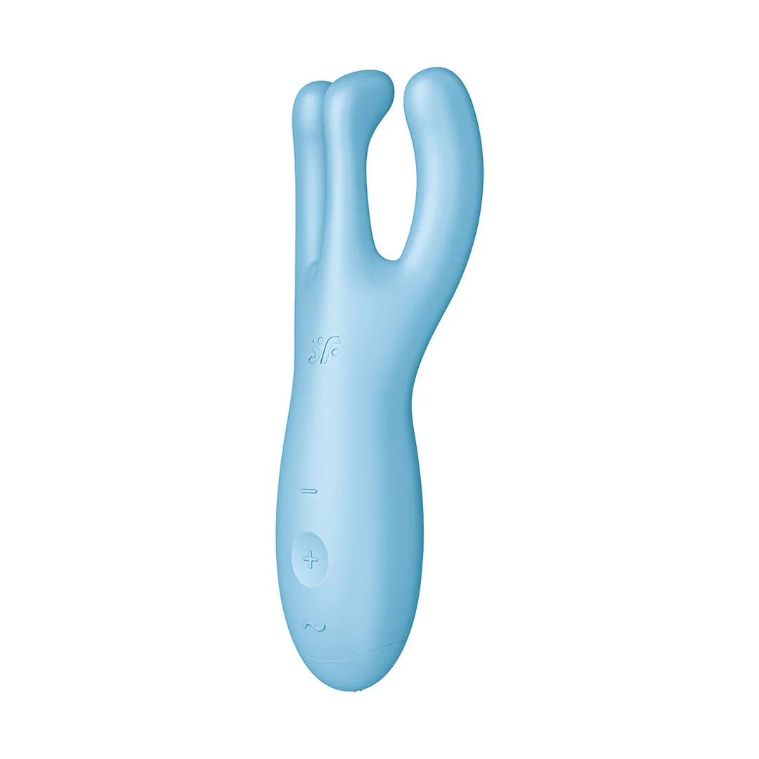 Vibromasseur à poser bleu Satisfyer Threesome 4Plus avec application – Image 3