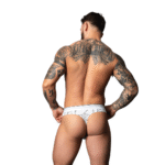 Male Power tanga à imprimé marbré blanc