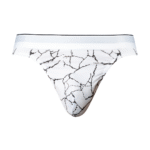 Male Power tanga à imprimé marbré blanc – Image 2