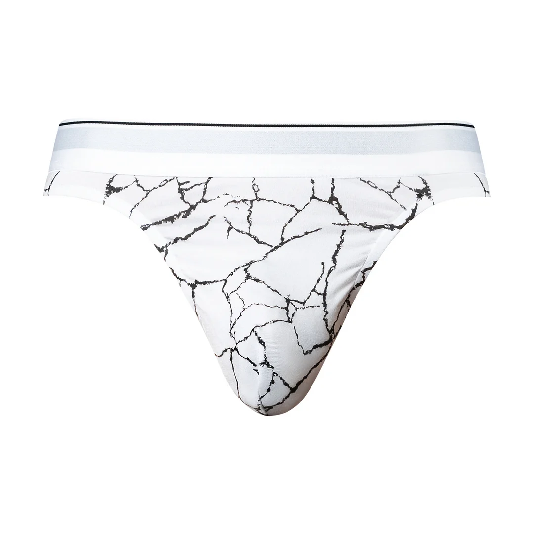 Male Power tanga à imprimé marbré blanc – Image 2