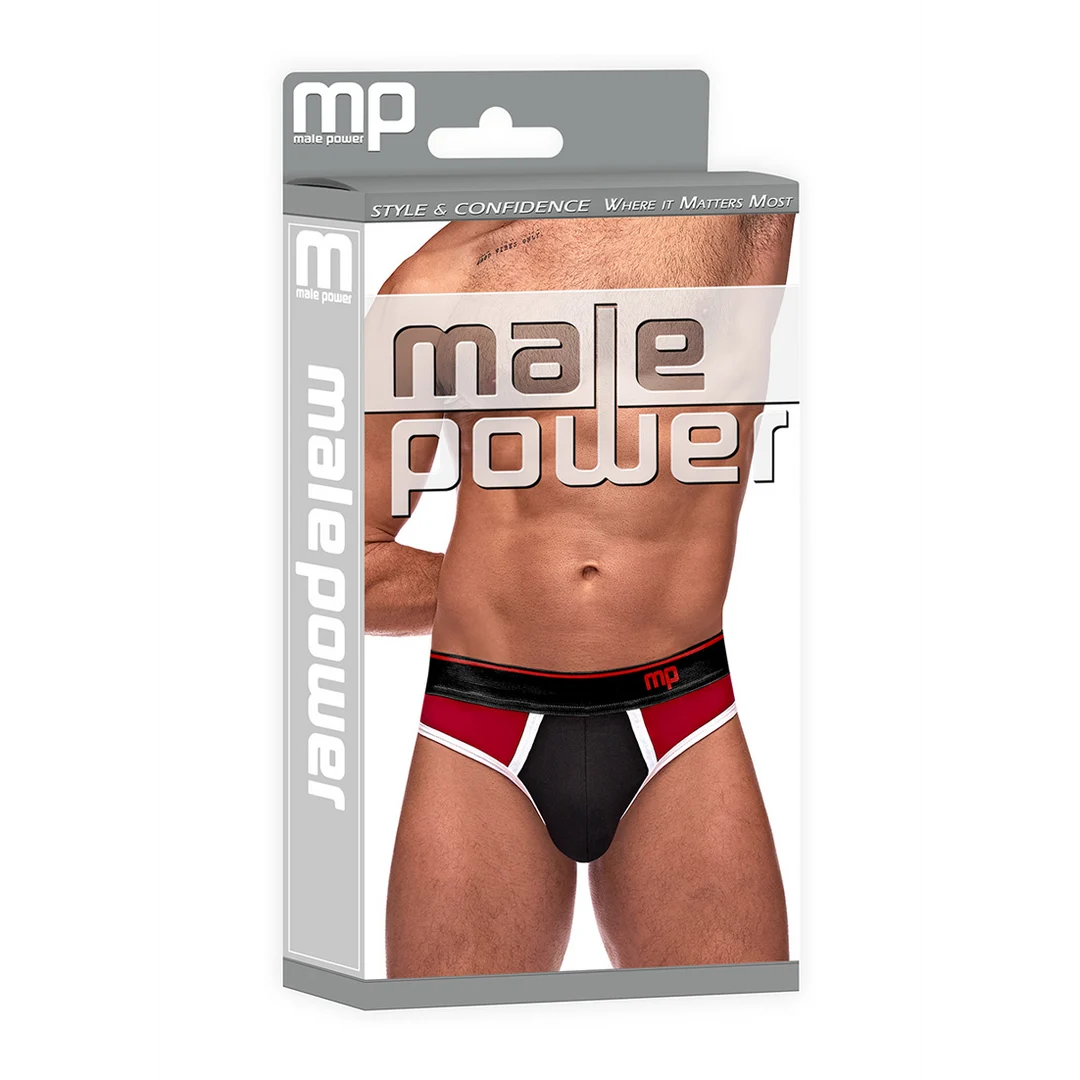 414265BRLX-2 Male Power Panel Thong L/XL noir et rouge – Image 1