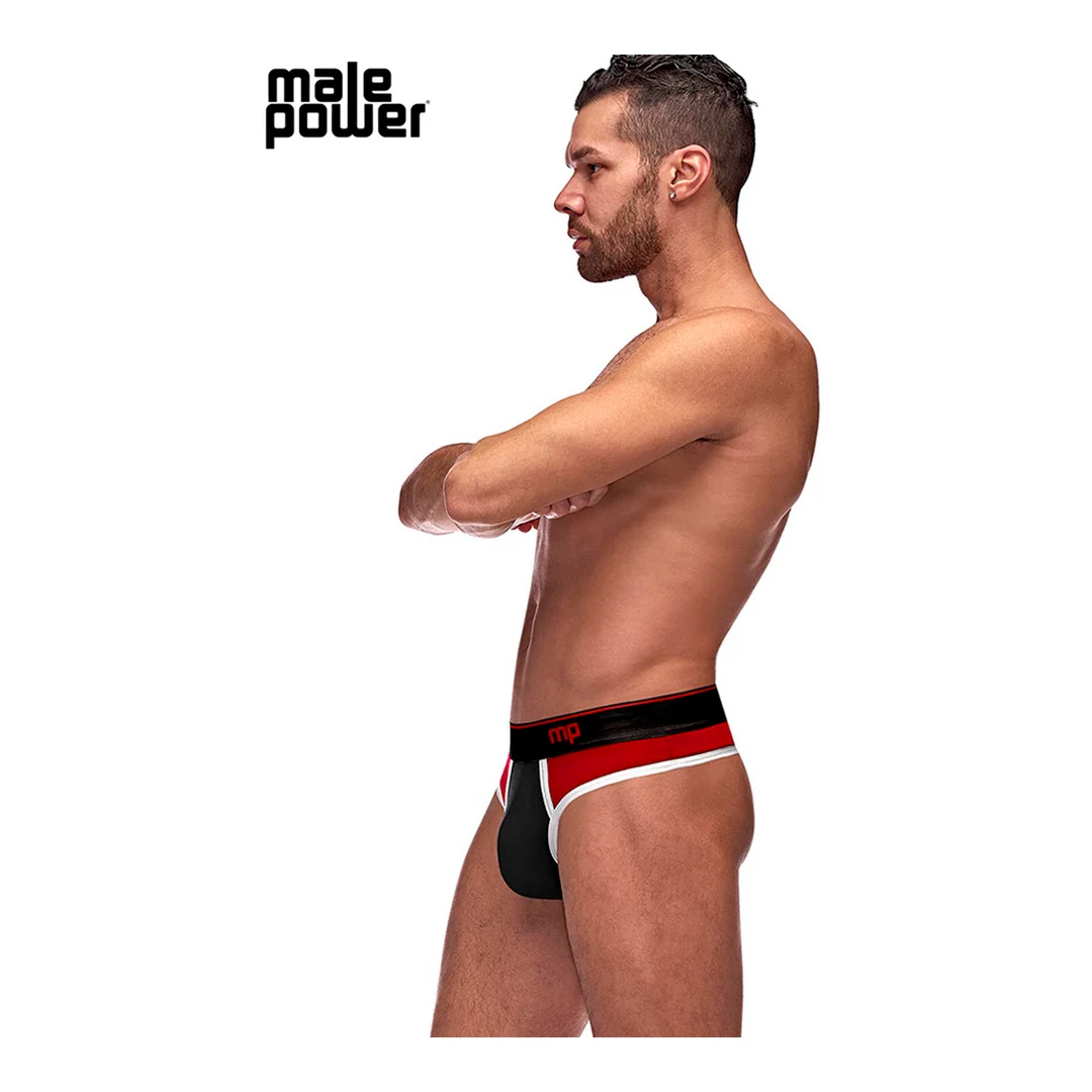 Male Power Panel Thong L/XL noir et rouge – Image 2