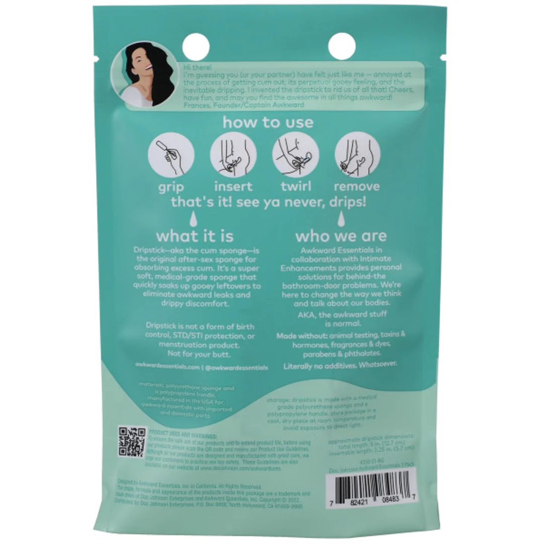 Dripstick – Éponge d’hygiène après les rapports pour absorber l’excédent de liquide – Pour tous les genres – Lot de 3 – Image 2