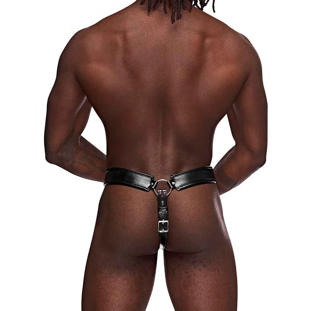 542266BK1S-2 String pour homme avec cage de chasteté et poche en similicuir, pour un look kinky – Male Power – Image 1
