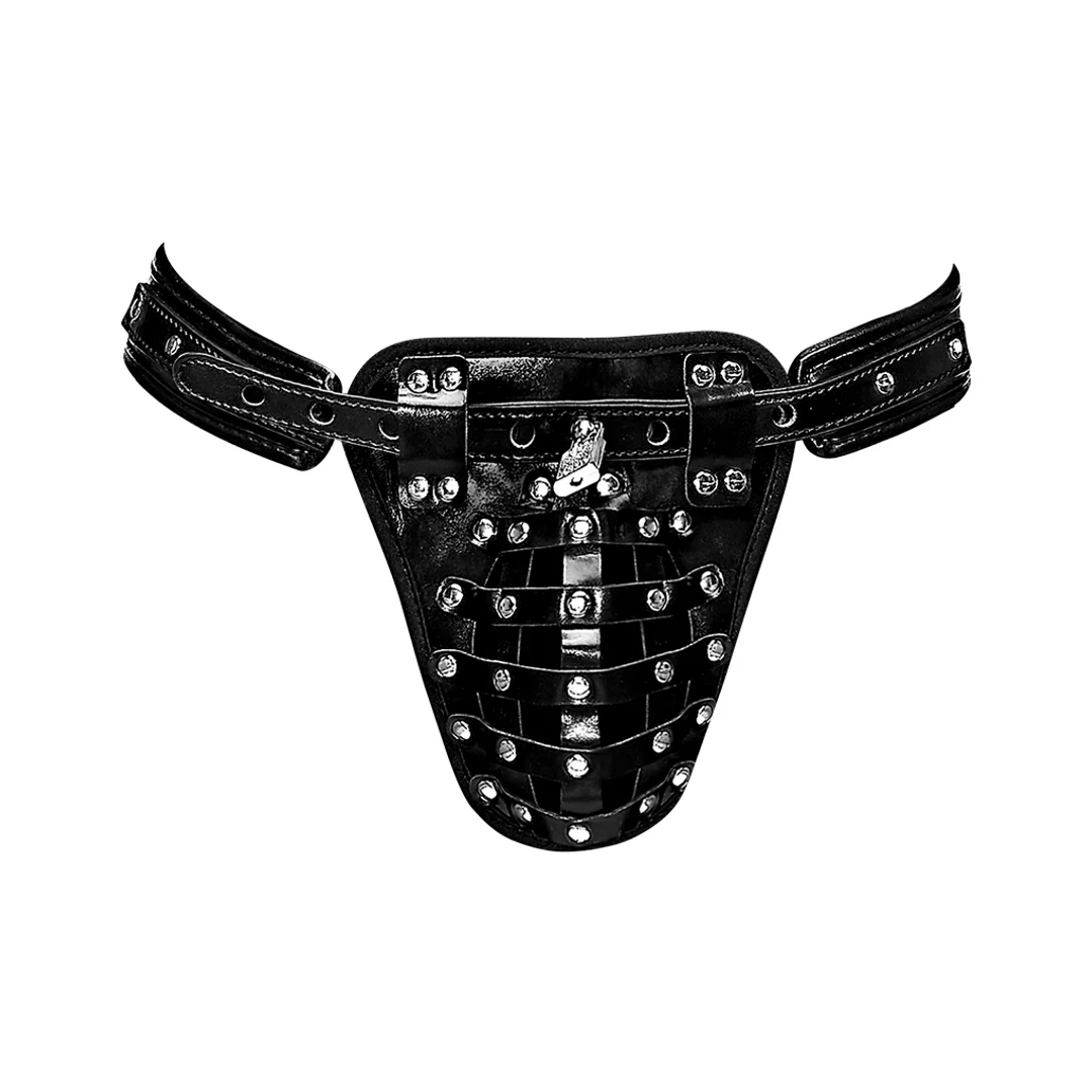String pour homme avec cage de chasteté et poche en similicuir, pour un look kinky – Male Power – Image 2