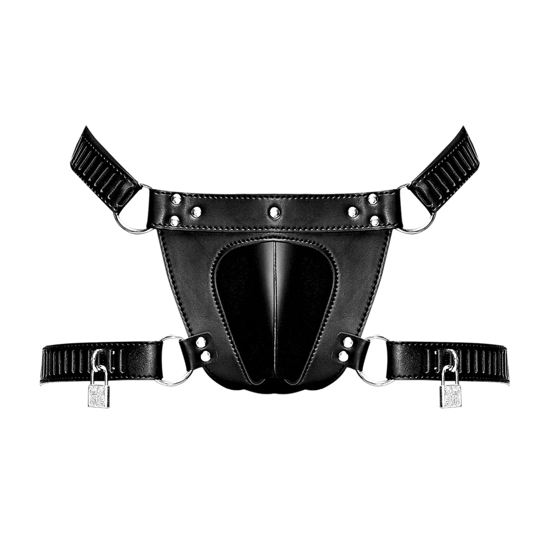 String BDSM pour homme avec cadenas de chasteté, pour un look audacieux et ajusté - Male Power – Image 2