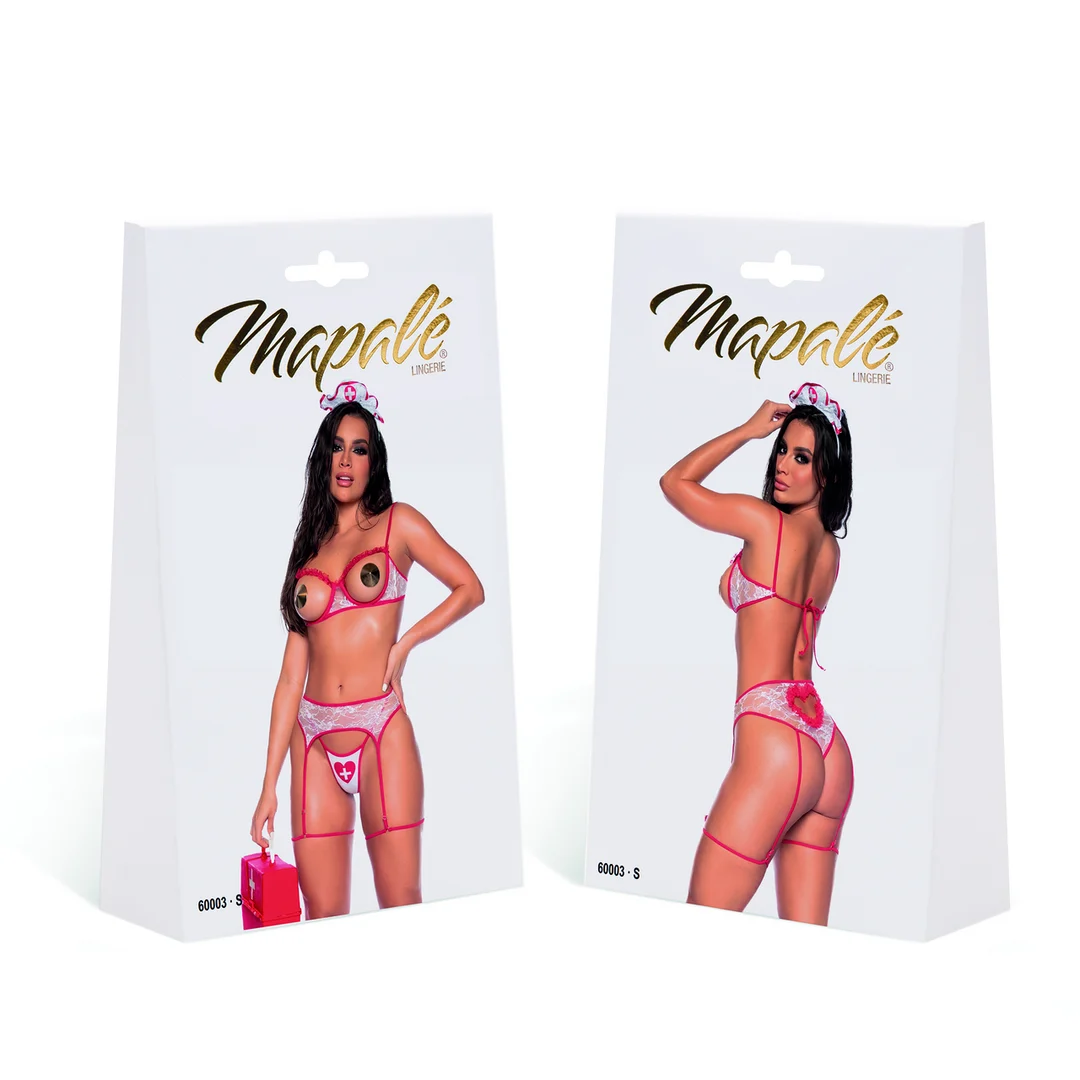 Costume de lingerie infirmière pour jeux de rôle avec bonnets ouverts, pour un look sexy – LIN – Image 1
