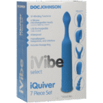 Mini vibromasseur avec 6 têtes interchangeables et 10 modes, iVibe Select iQuiver (Periwinkle/Red Velvet) Doc Johnson