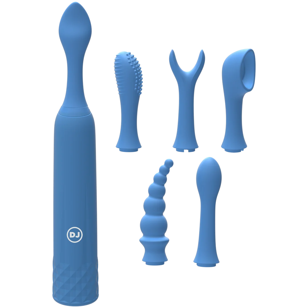 Mini vibromasseur avec 6 têtes interchangeables et 10 modes, iVibe Select iQuiver (Periwinkle/Red Velvet) Doc Johnson – Image 2