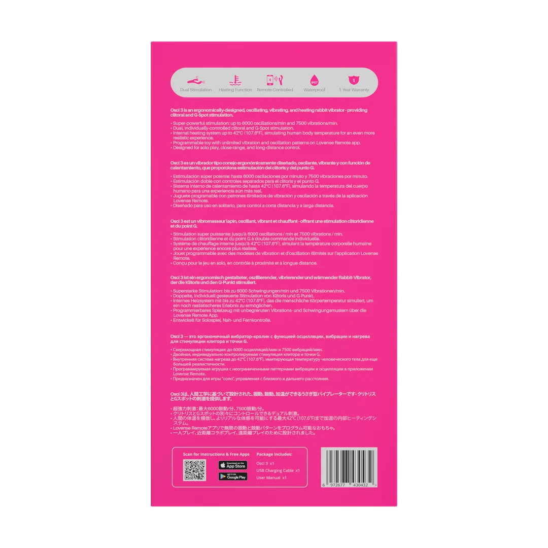 Vibromasseur rabbit – oscillant, chauffant et avec télécommande – Lovense, rose Lovense – Image 2