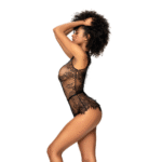 Body en dentelle avec dentelle à cils et laçage pour les courbes – LIN – Image 7