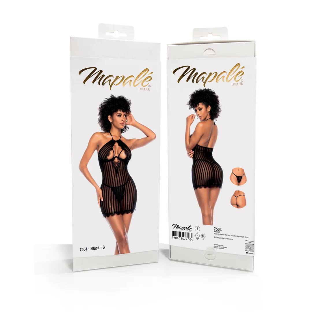 Nuisette babydoll sensuelle à rayures verticales et dentelle pour une silhouette raffinée – LIN – Image 10