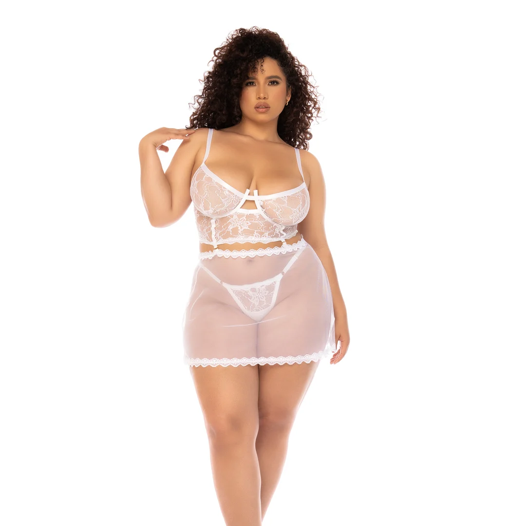 Babydoll avec bustier en dentelle et string pour sublimer tes courbes – LIN – Image 3