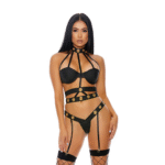 Ensemble de lingerie Forplay à col montant, avec brides et jarretières, pour une allure séduisante – Image 3
