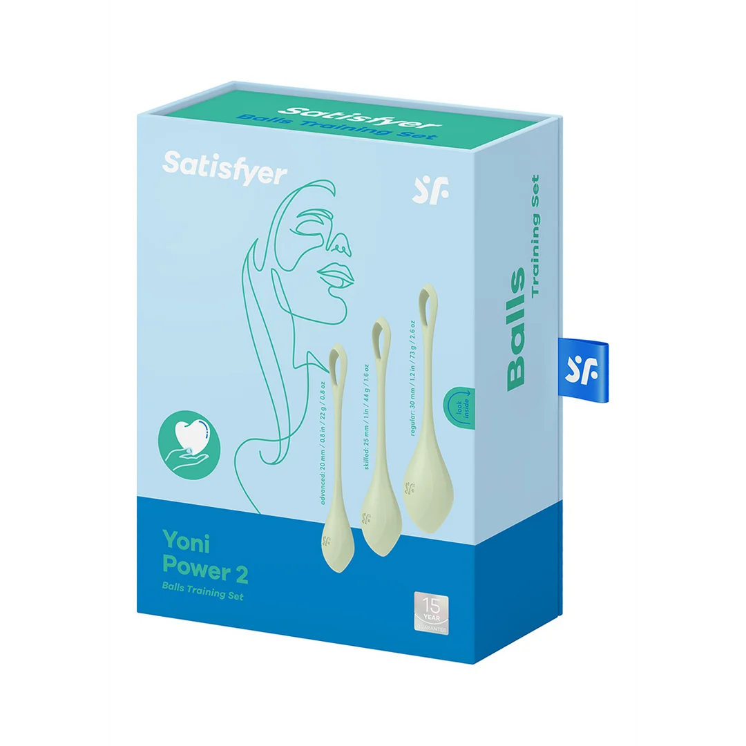 9043866-2 Jouet d’entraînement du plancher pelvien à la forme douce – Yoni Power 2 – set de boules de Kegel – vert clair – Image 1
