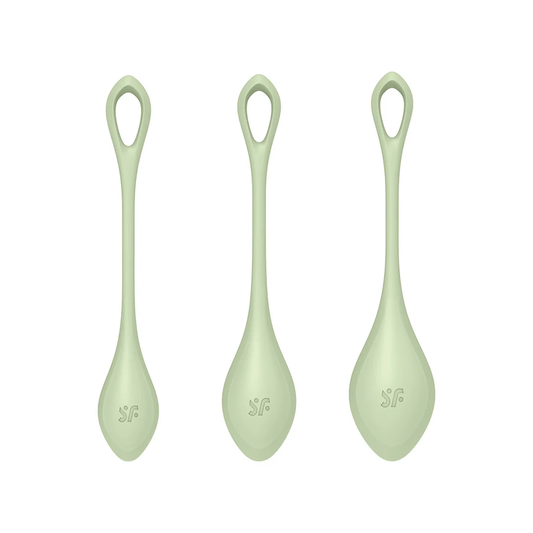 Jouet d’entraînement du plancher pelvien à la forme douce – Yoni Power 2 – set de boules de Kegel – vert clair – Image 2