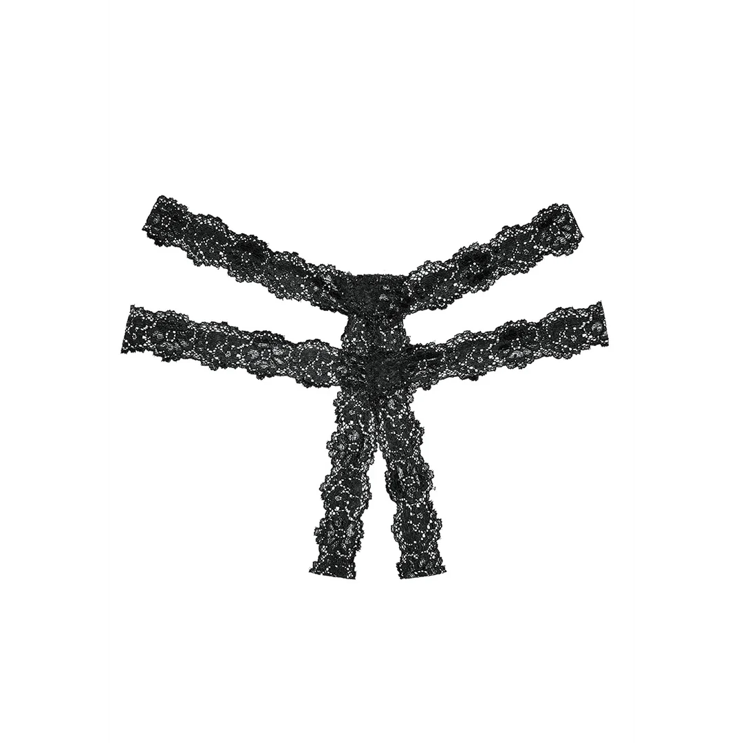 Culotte à entrejambe ouvert et double couche de dentelle pour une allure séduisante – LIN – Image 1