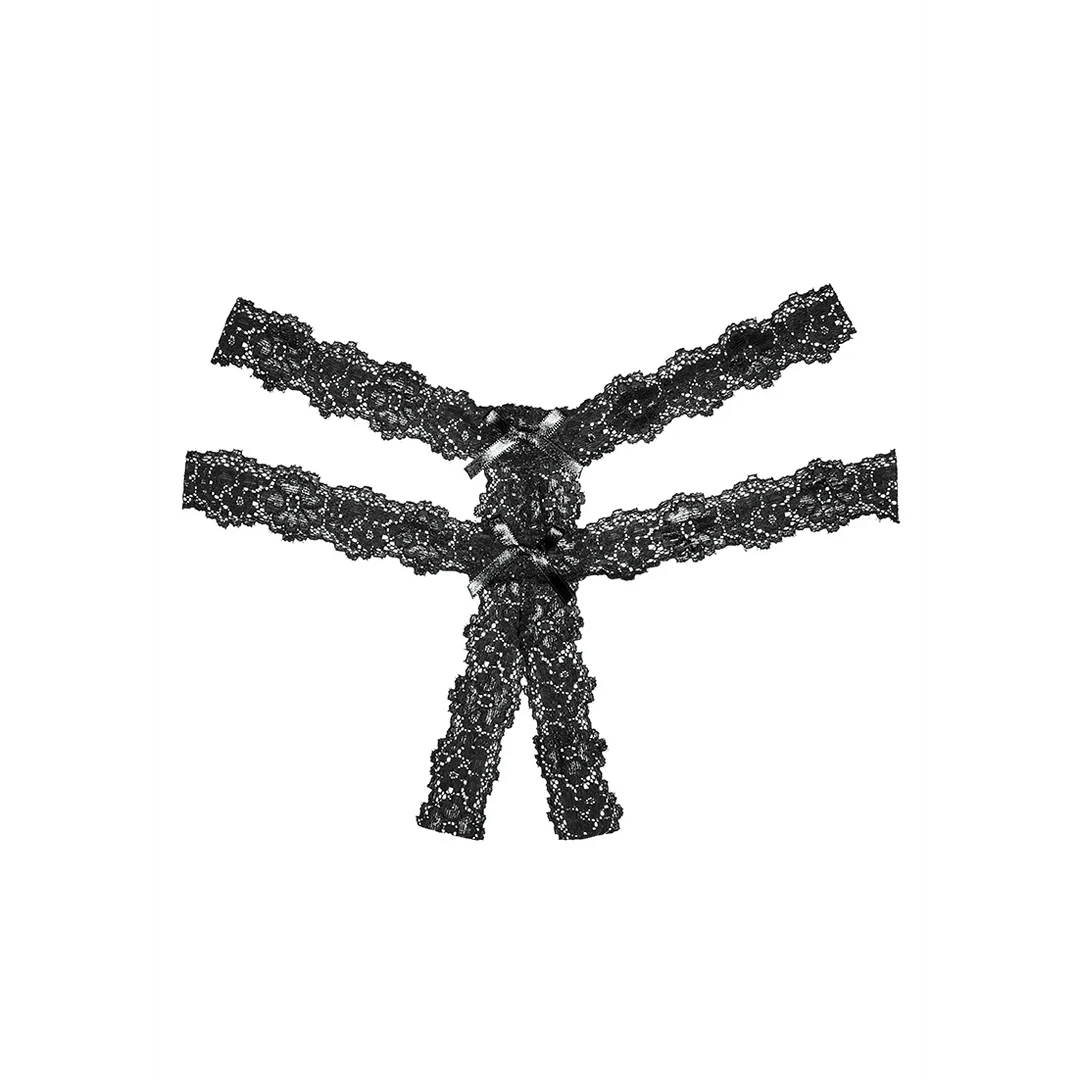 Culotte à entrejambe ouvert et double couche de dentelle pour une allure séduisante – LIN – Image 2