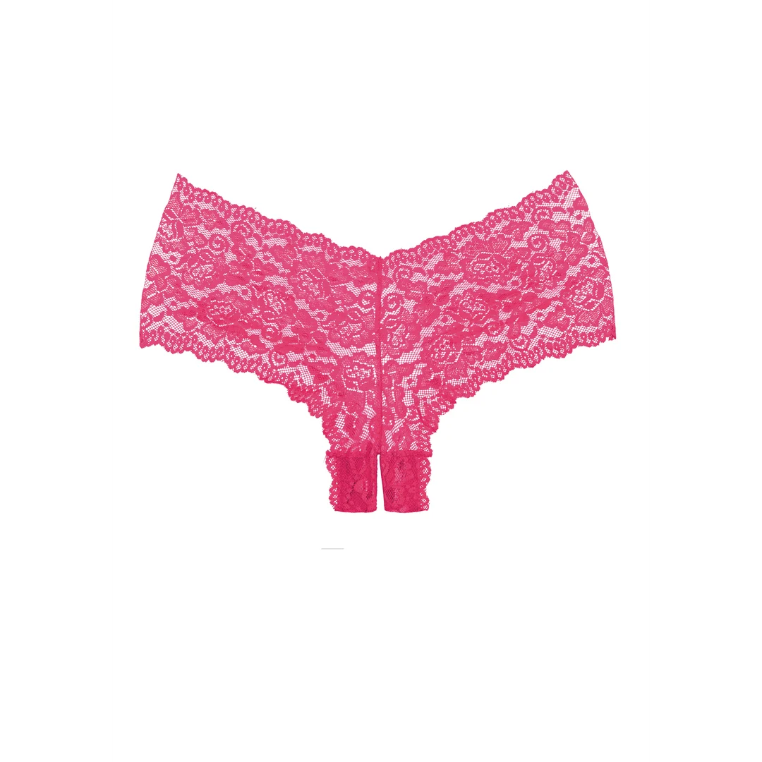 A1073PNK-OS-11 Culotte en dentelle sans entrejambe Candy Apple – Image 1
