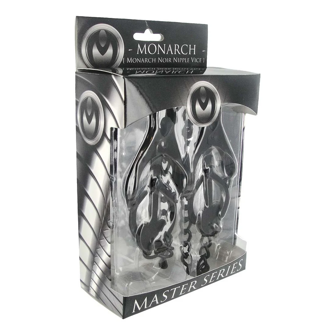AA472-2 Pinces à mamelons Monarch Noir noires avec chaîne – Image 1