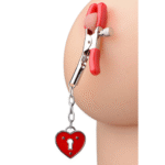 Pinces BDSM pour tétons à pression réglable : cadenas Charmed Heart – Image 2