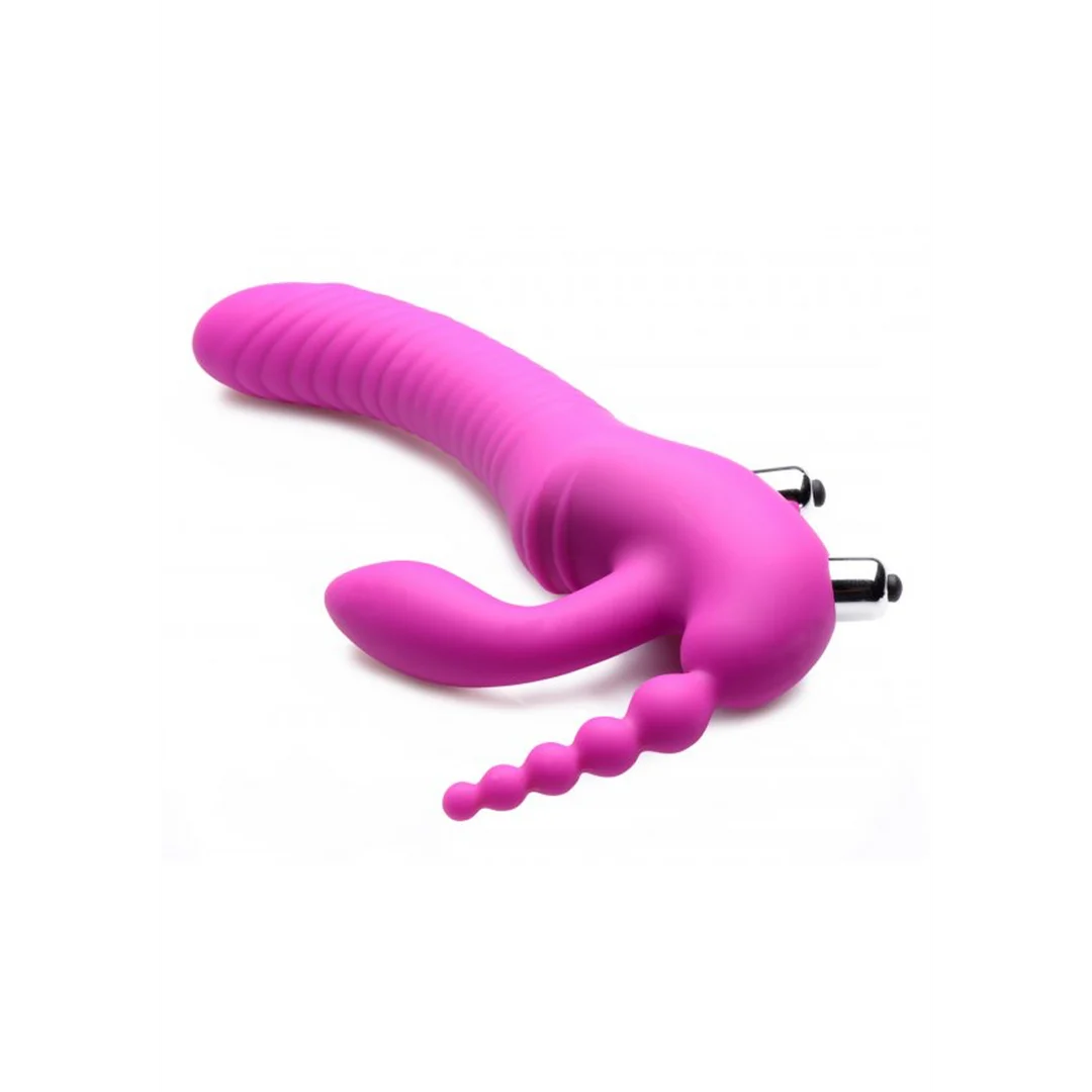 Vibromasseur sans harnais à triple stimulation pour la personne qui le porte et son ou sa partenaire : Regal Rider XR Brands – Image 4