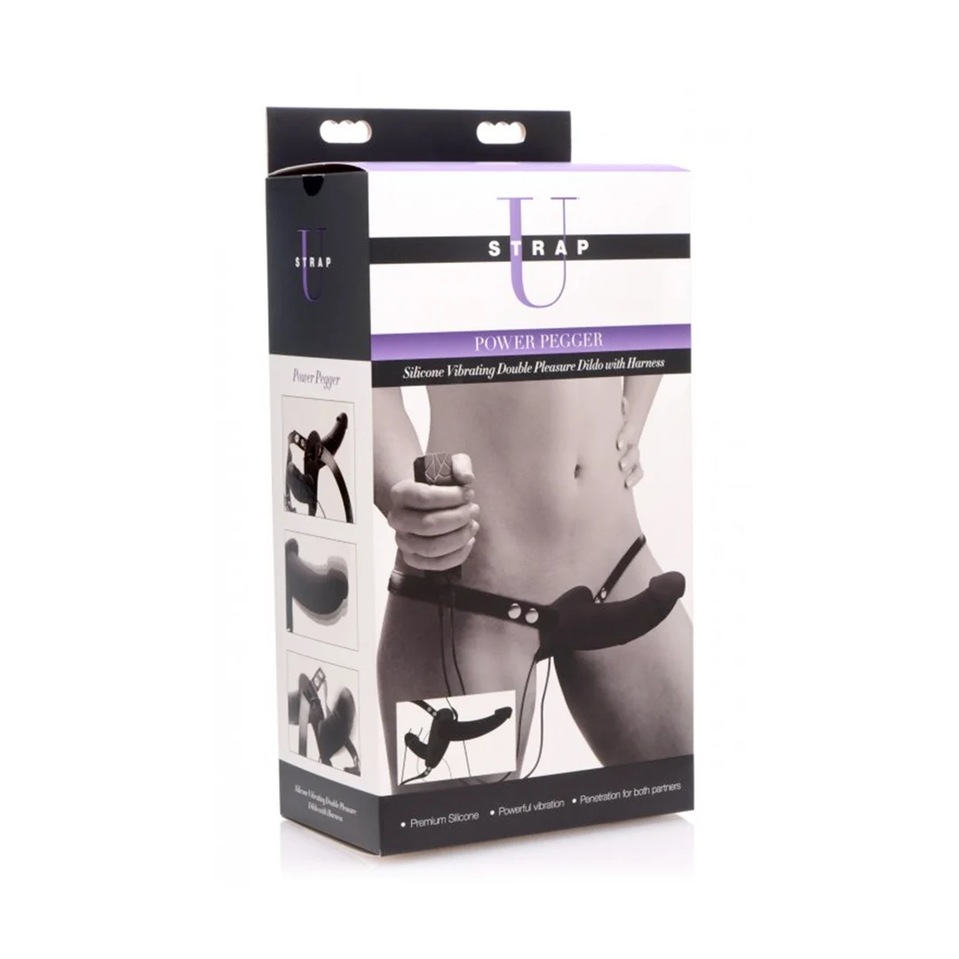 AF475-BLACK-2 Gode ceinture à harnais ajustable – Supreme Pleasure - Gode double vibrant avec harnais – Image 1