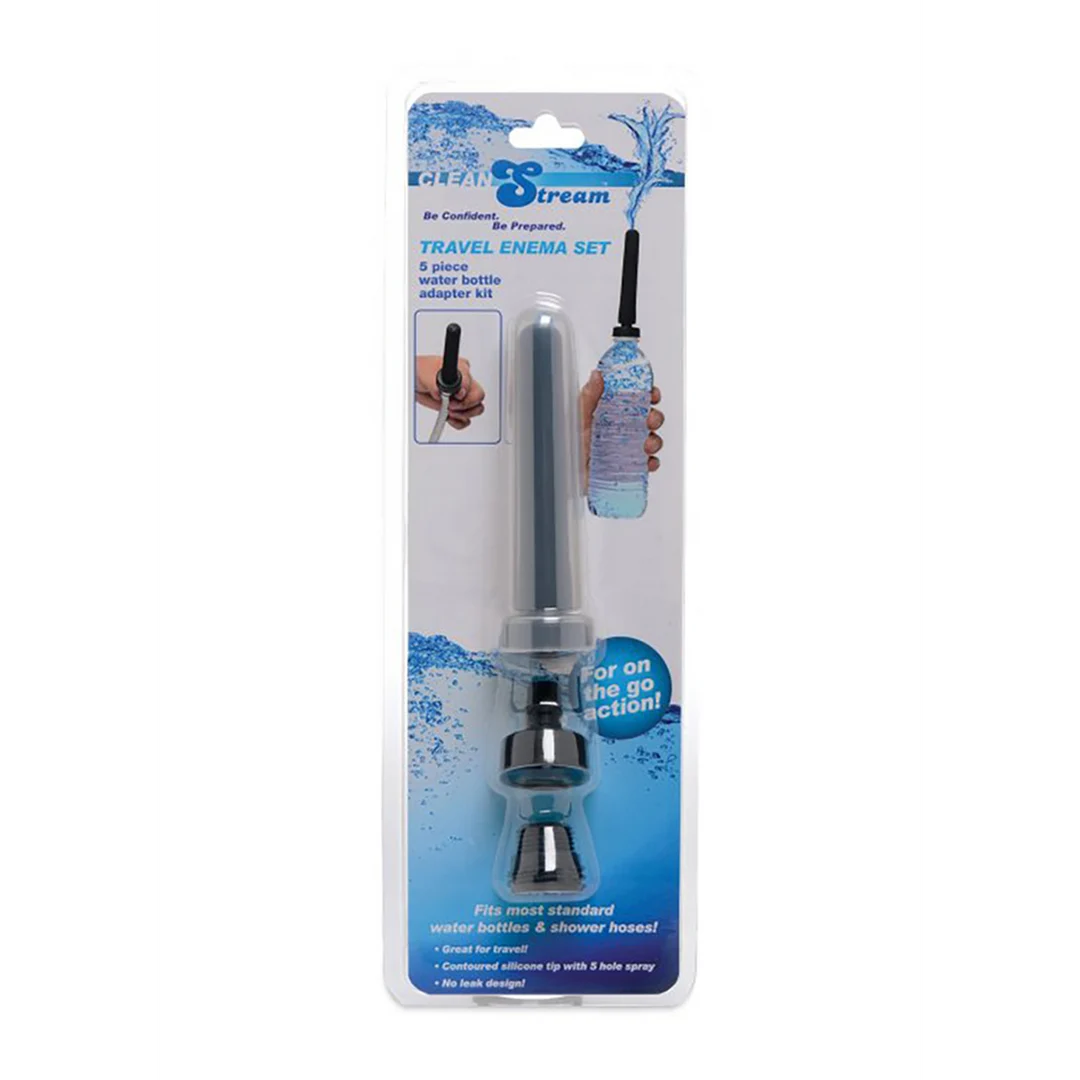 AF642-2 Douche anale – Set adaptateur Travel enema water bottle avec embout en silicone et 3 adaptateurs – Unisexe – Clean Stream – 5 pièces – Image 1