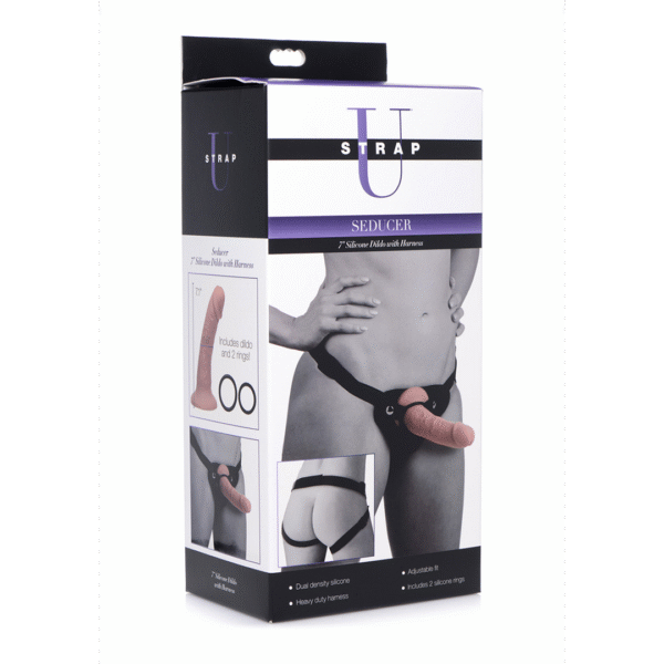 Gode en silicone Seducer avec harnais, 7 / 18 cm