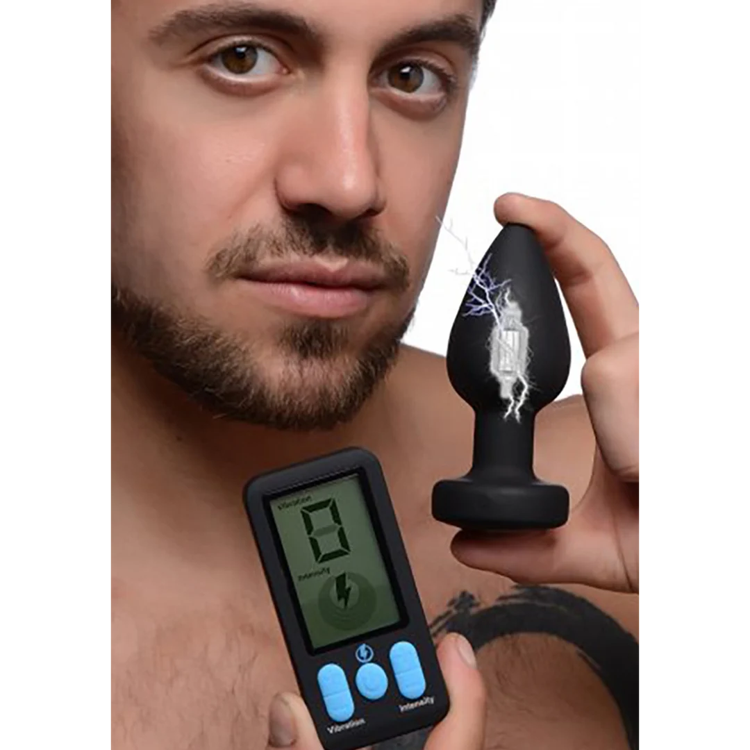 Plug anal vibrant en silicone E Stim Pro avec télécommande – Image 2