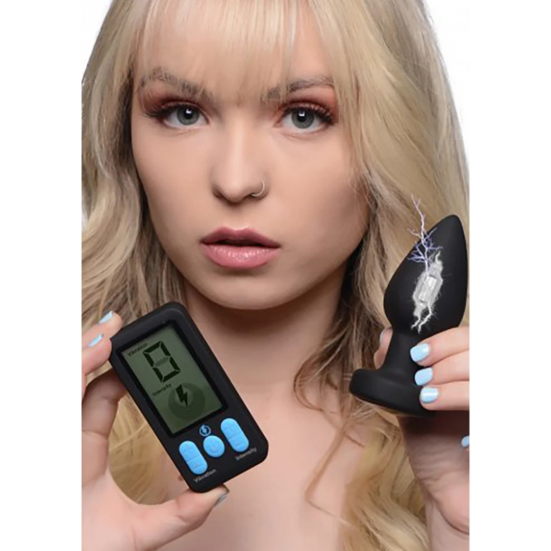 Plug anal vibrant en silicone E Stim Pro avec télécommande – Image 3