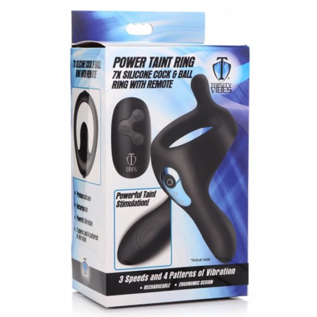 Anneau pénien vibrant avec stimulation du périnée – Power Taint – Image 1