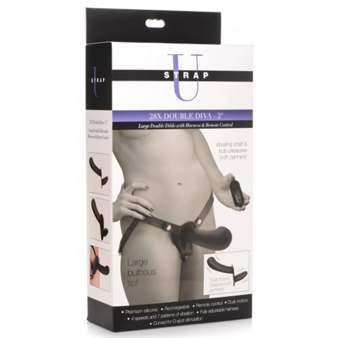 Vibromasseur pour couple – double godemichet avec harnais et télécommande – XR Brands noir XR Brands – Image 1