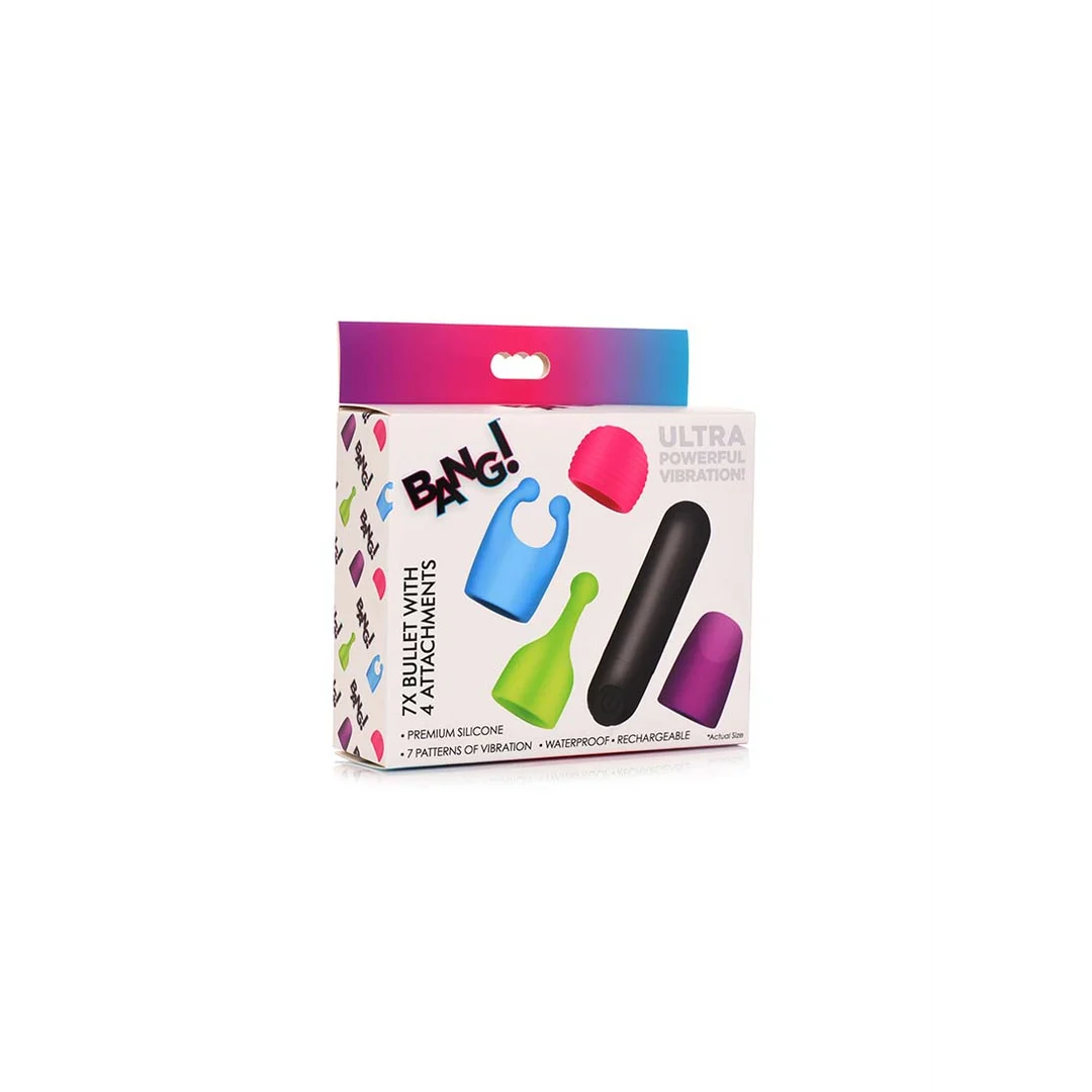 Vibrateur bullet rechargeable avec 4 embouts phosphorescents – XR Brands – Image 1