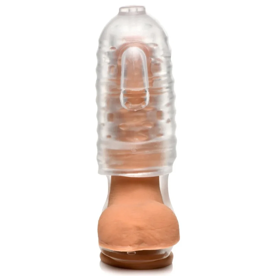 Masturbateur en TPE XR Brands Milker avec anneau pour les testicules – Image 2