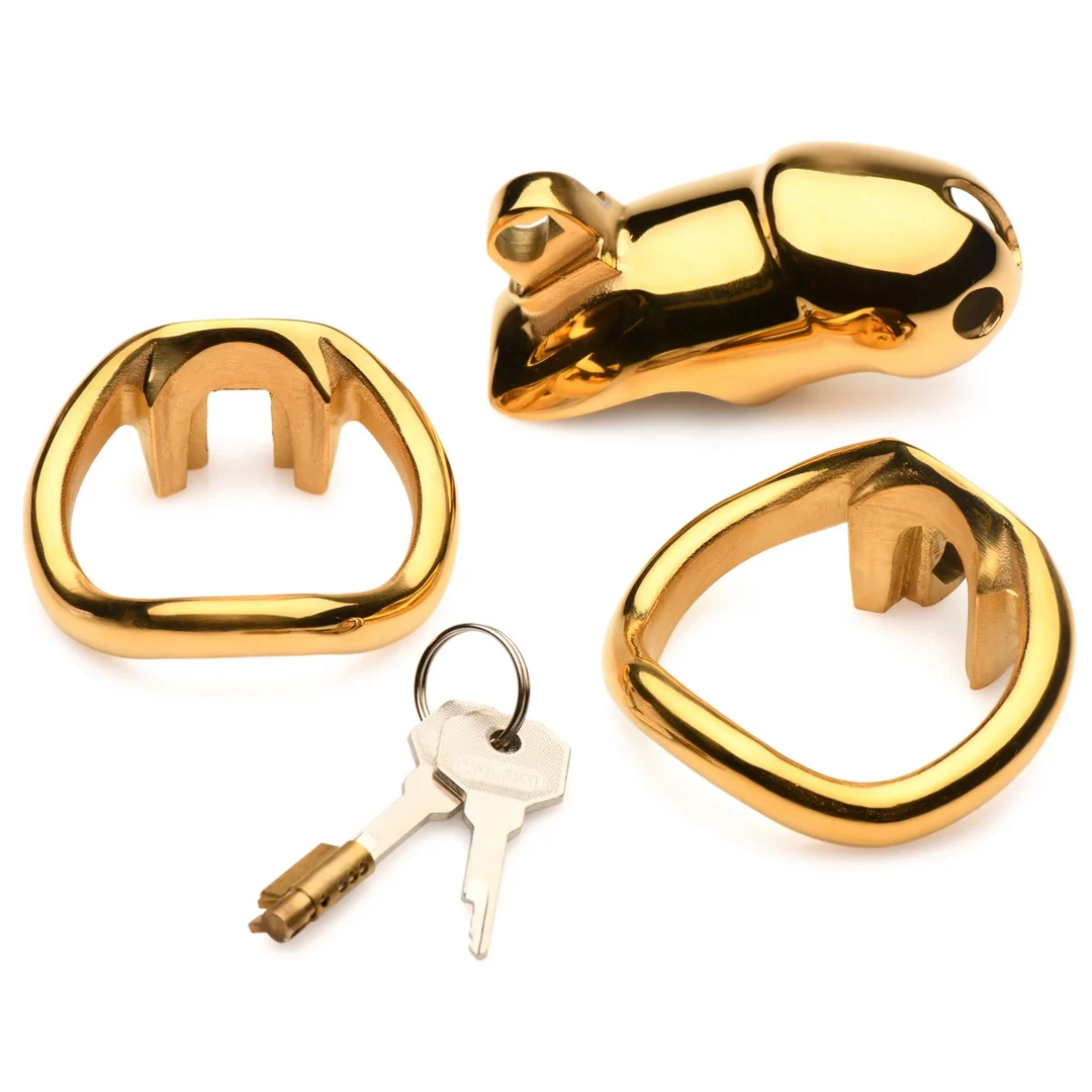 Cage de chasteté avec placage or 18k – Or – Image 2