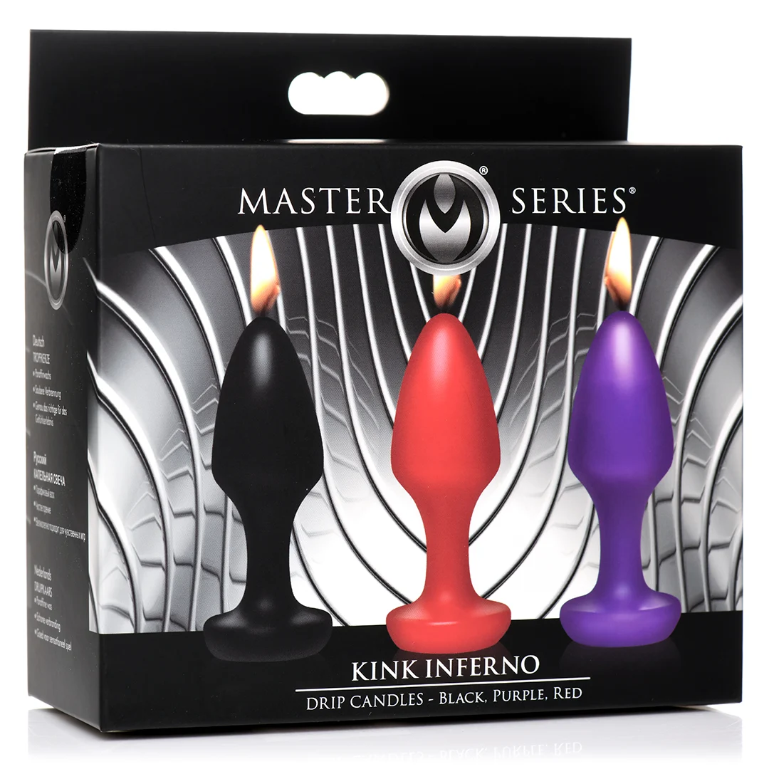 AH131-2 Bougies à gouttes pour jeu de cire, noir/violet/rouge, Kink Inferno – Image 1