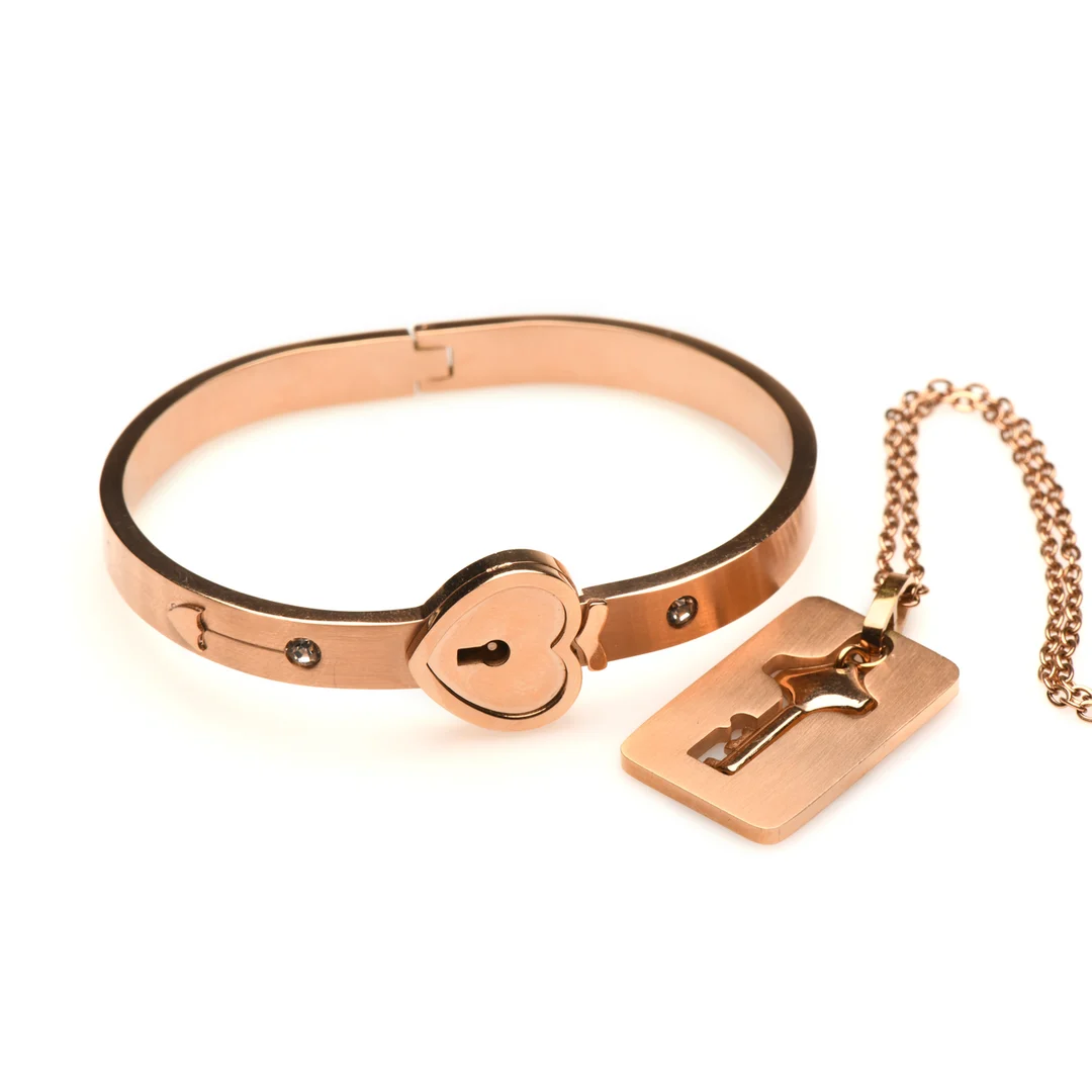 Bracelet avec chaîne à clés couleur or rose – Image 3