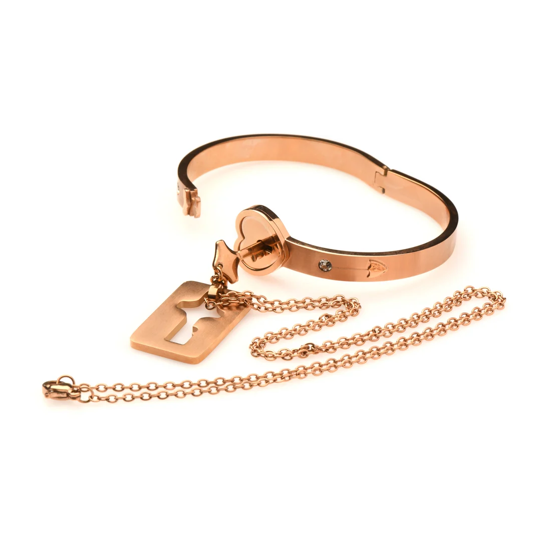 Bracelet avec chaîne à clés couleur or rose – Image 4