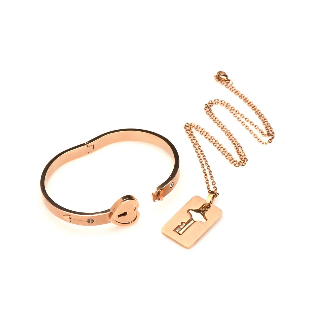 Bracelet avec chaîne à clés couleur or rose – Image 5