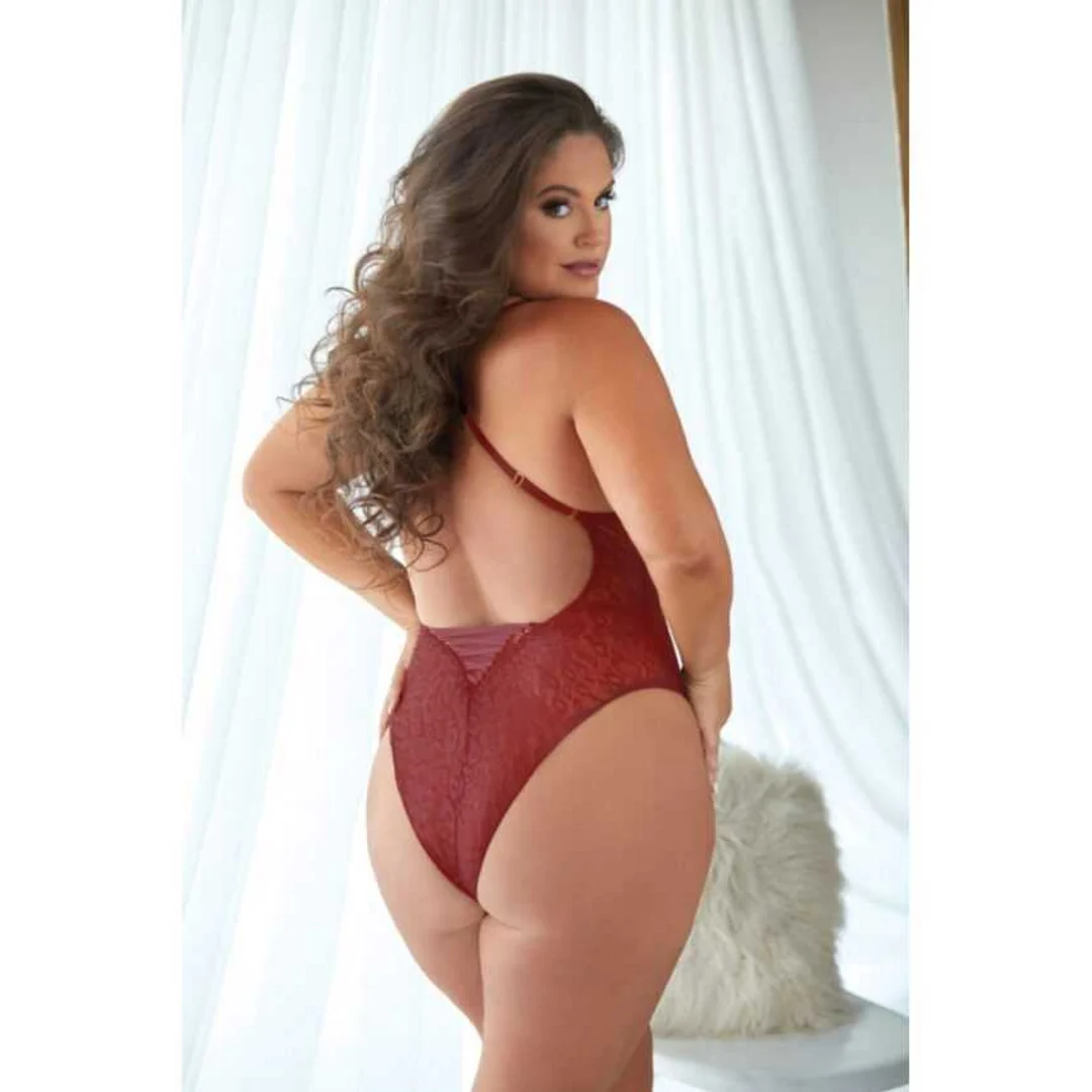 ALL4-41032X3X-5 Teddy Allure en dentelle à imprimé léopard couleur rubis – Image 1