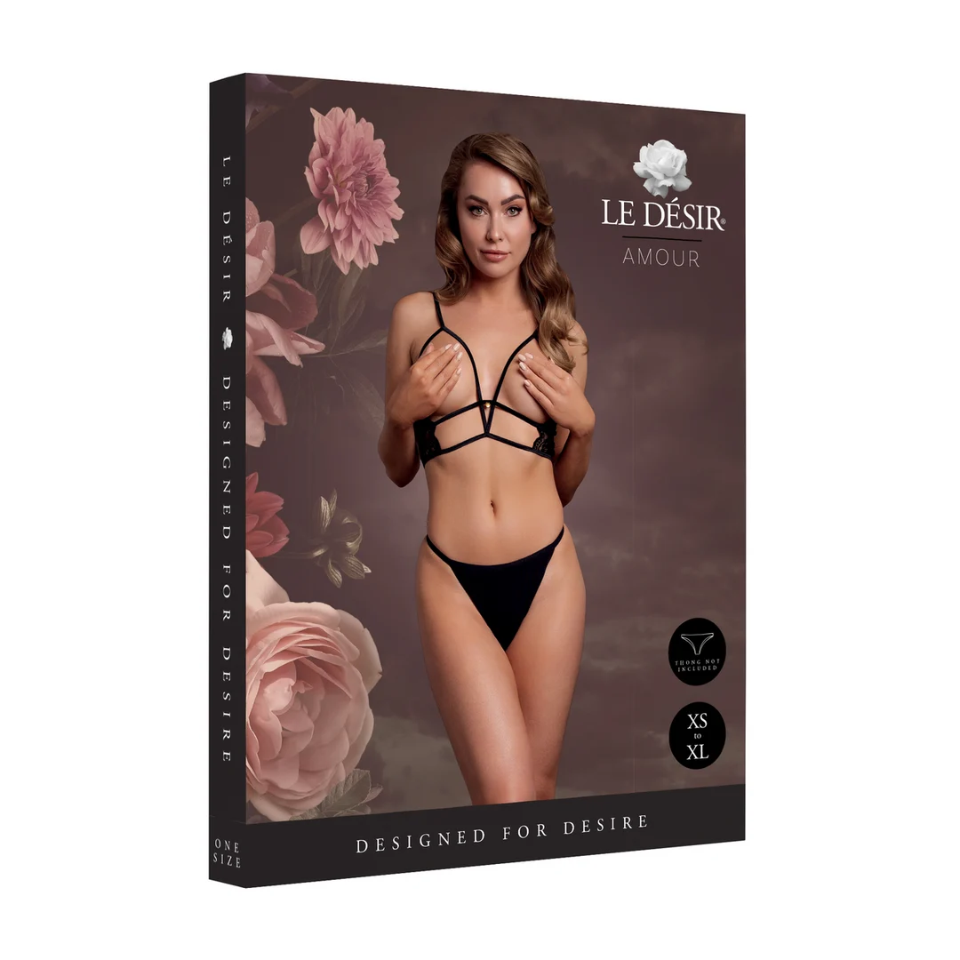 AMR001BLKOS-2 Soutien gorge triangle en dentelle avec bonnets ouverts – Le Desir – Image 1