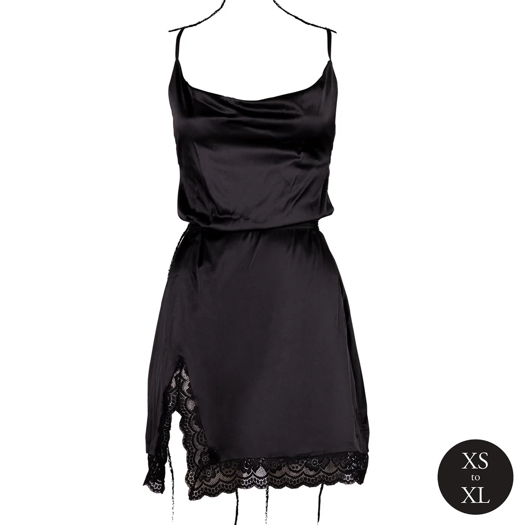 Robe sexy grande taille en satin, dos nu et fendue, pour un look glamour et pulpeux – Le Desir – Image 10