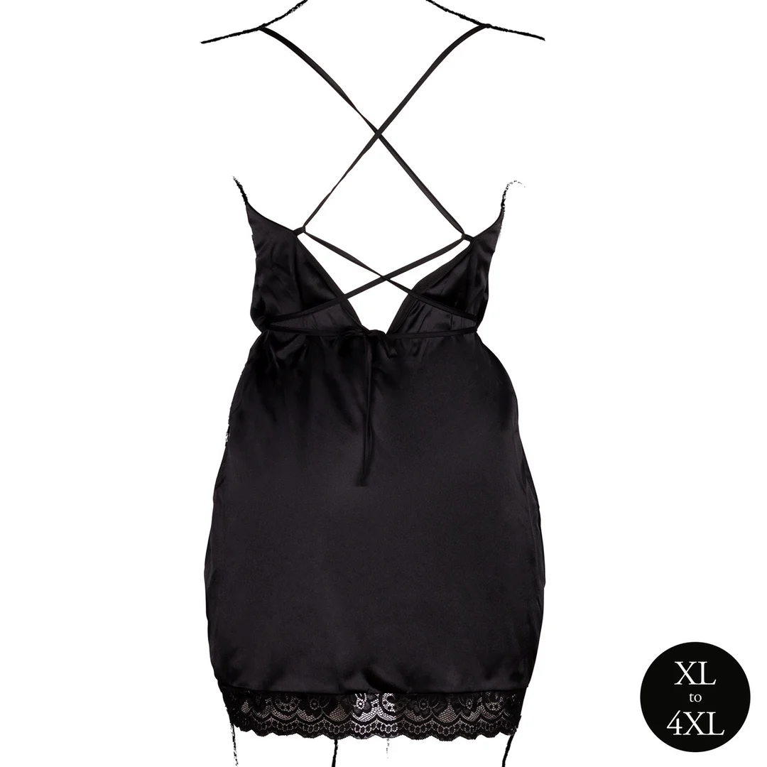 Robe sexy grande taille en satin, dos nu et fendue, pour un look glamour et pulpeux – Le Desir – Image 5
