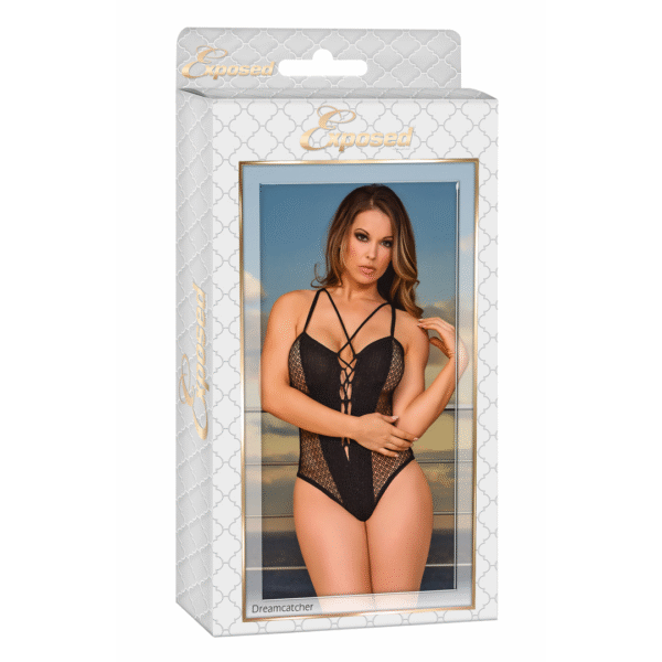 Body en dentelle avec laçage et perles décoratives pour un look sexy – Magic Silk