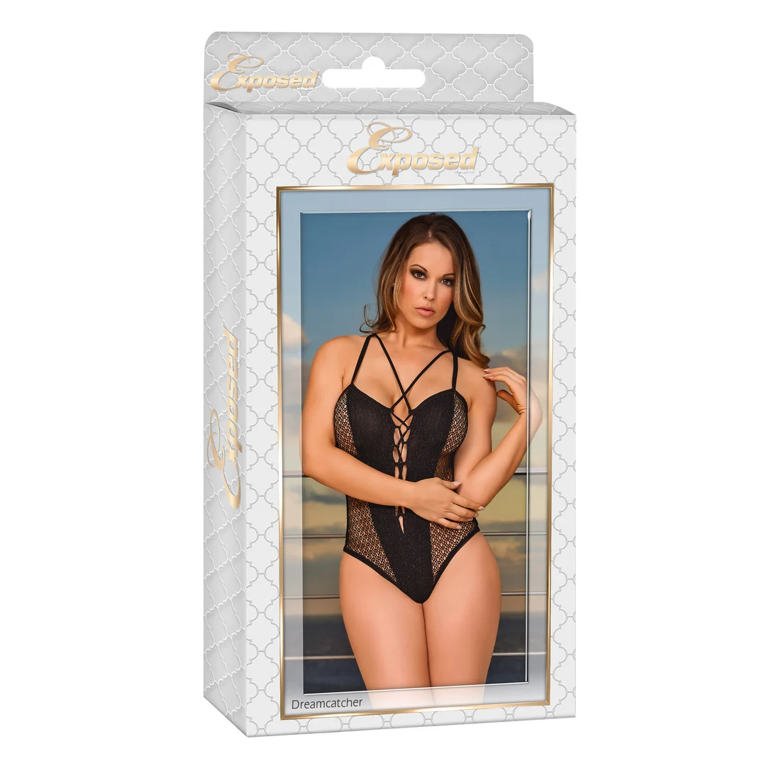 Body en dentelle avec laçage et perles décoratives pour un look sexy – Magic Silk – Image 1