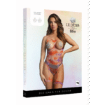 Combinaison de lingerie à entrejambe ouvert, résille tie and dye et liens pour une tenue de fête – Le Desir